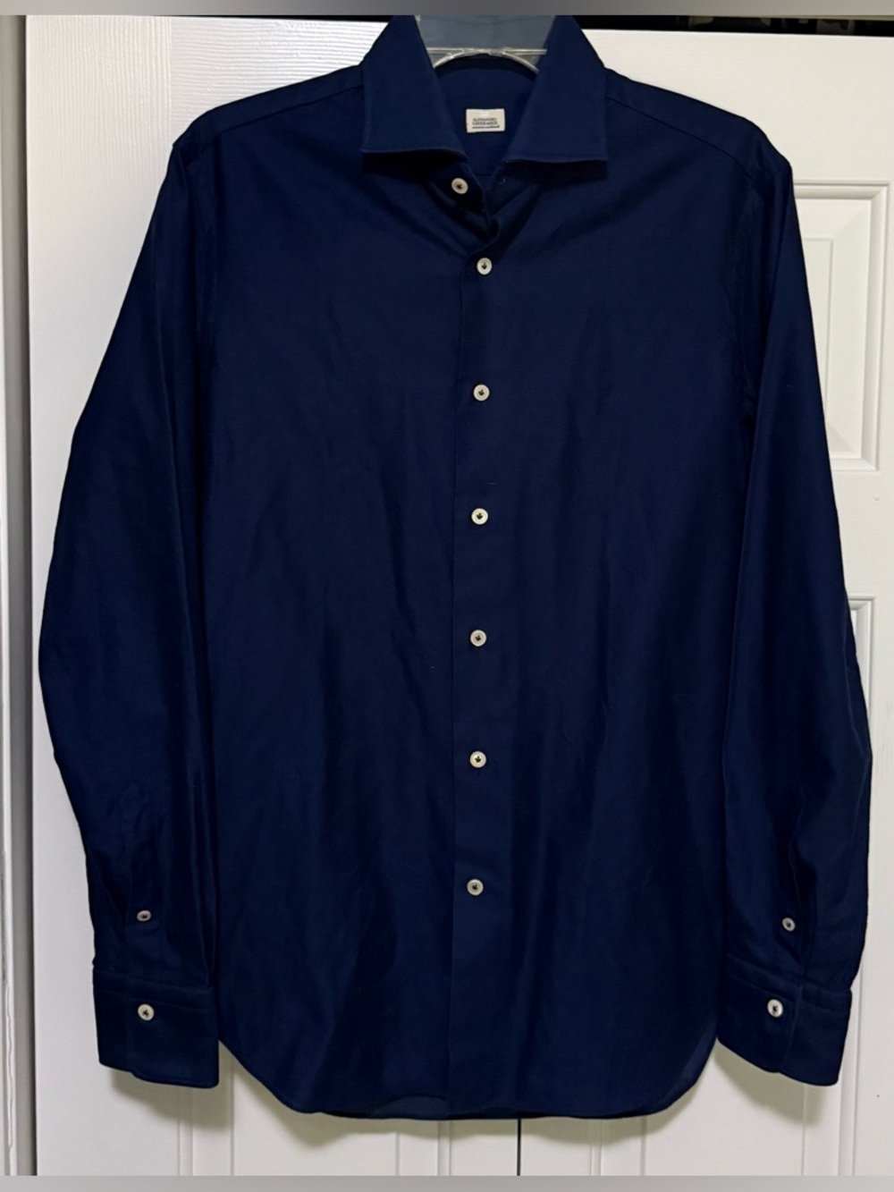 Alessandro Gherardi Mens 40 - 15 3/4 Blue Polyester Button Down Shirt